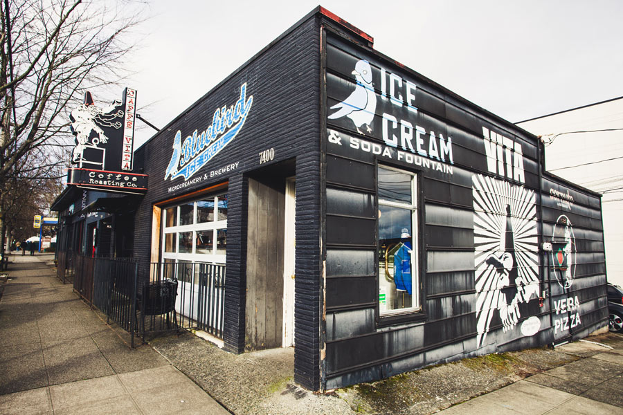 Exterior of Bluebird Ice Cream.