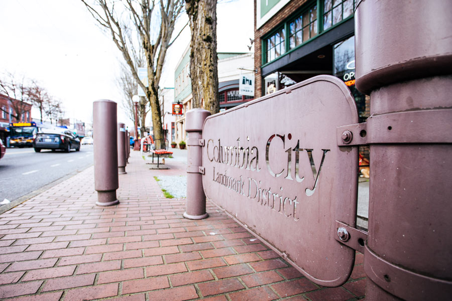 Columbia City Landmark District sign.