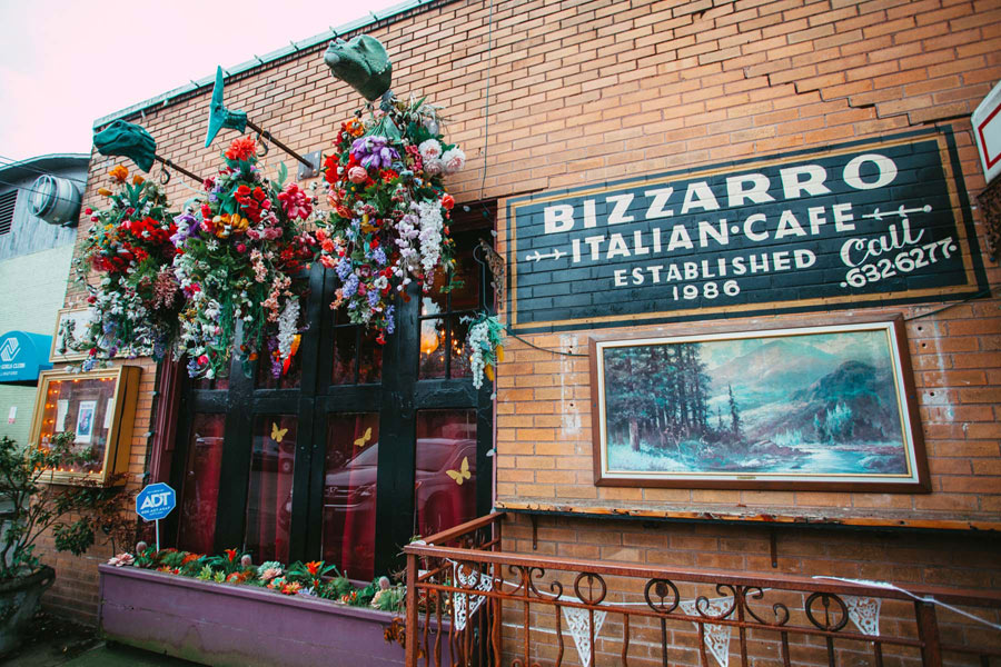 Exterior of Bizarro Italian Cafe.
