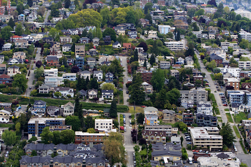 aerial view of a Seattle neighborhood